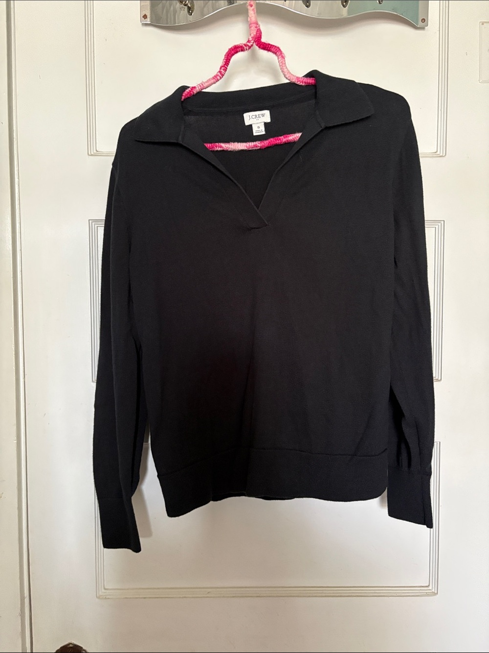 J. Crew Women’s Black Long-Sleeve Polo Knit Top Size S